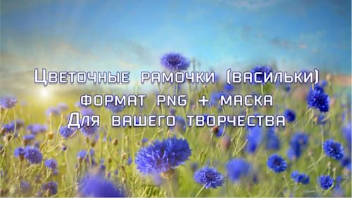 Цветочные рамочки (васильки)формат png+маска